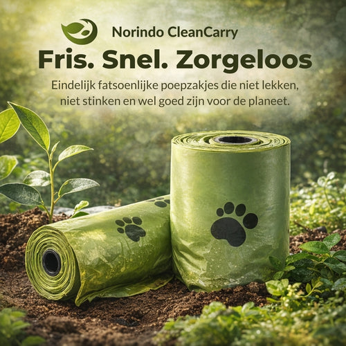 Norindo CleanCarry – Biologisch Afbreekbare Poepzakjes (10 rollen / 150 zakjes)