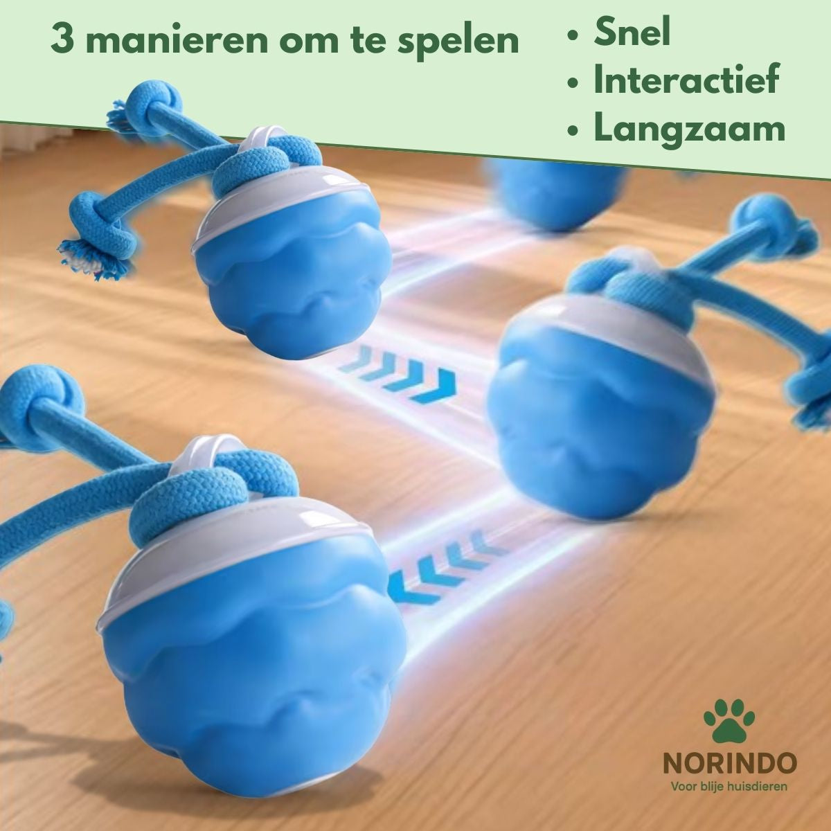 Norindo TwistyTail – Rolt automatisch, met bewegingssensor